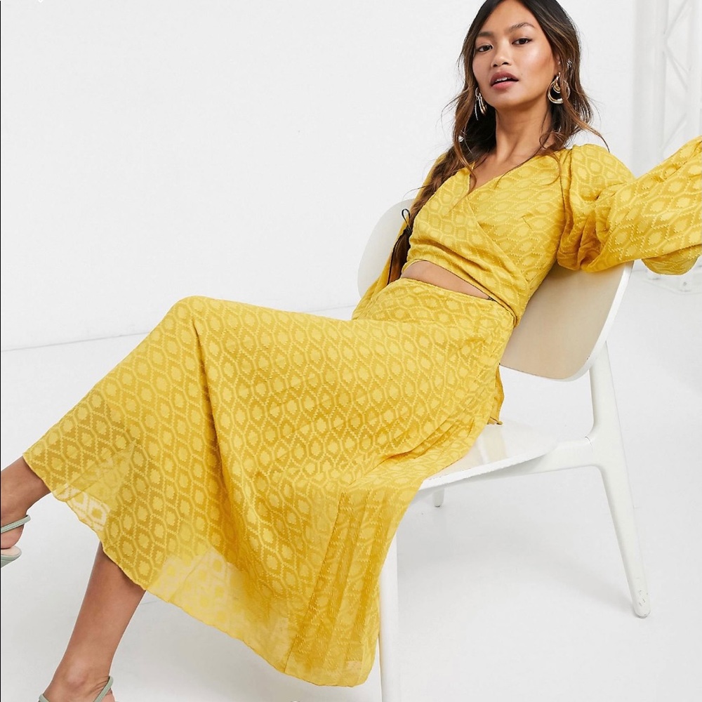 ASOS Design wrap tie pleated midi dress